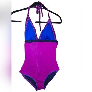 Boden Pink and Navy Top Women's Boden One Piece Swimsuit Pink/Purple Size US 8